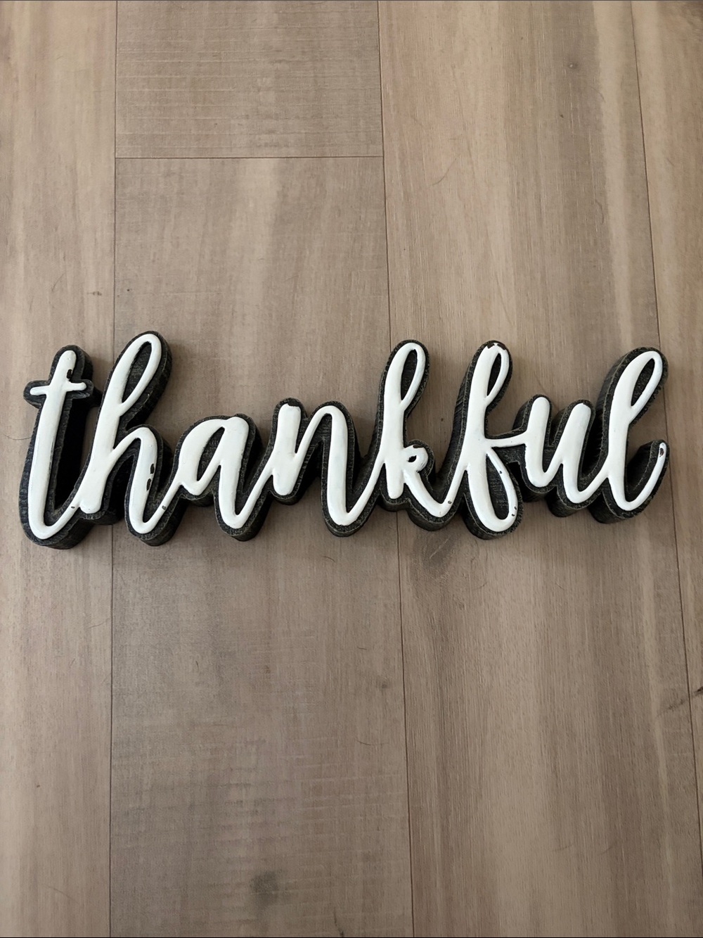 Thankful Script Wall Sign - White and Black Home Decor